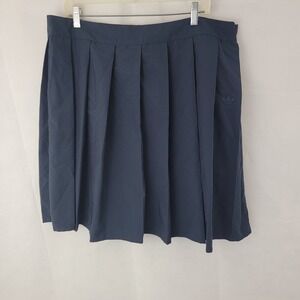 ADIDAS Womens Skirt Sz XL Essential Navy BLUE Solid Pleated Tennis School Preppy